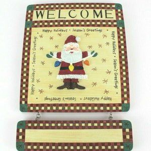 Santa Claus Happy Holidays Season's Greetings WELCOME SIGN Home Trends